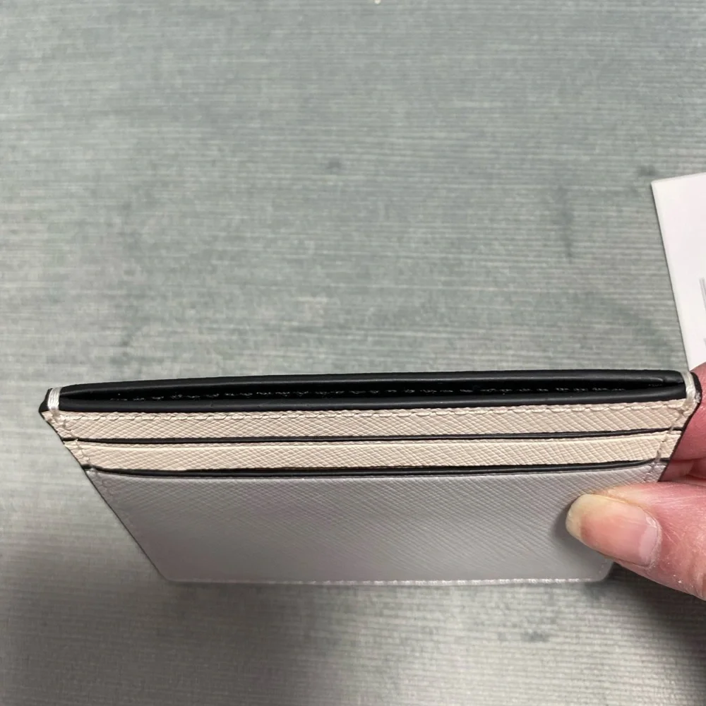 kate spade Two-Tone Gray and Cream Card Holder